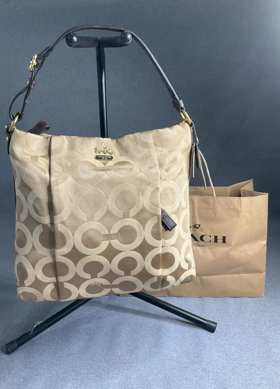 Coach Madison Op Art Metallic Maggie Shoulder Bag Purse F1276-21121 Jacquard